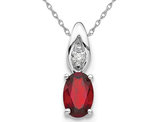 3/5 Carat (ctw) Natural Garnet Pendant Necklace in 14K White Gold with Chain